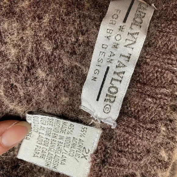 VTG Carolyn Taylor Wool Blend Granny Core Sweater Cardigan Plus Size 2X Pockets - Picture 4 of 6